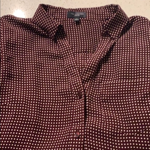 Women’s burgundy and white polka dot blouse - Picture 3 of 4